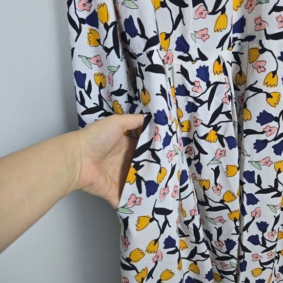 Eloquii Womens Floral Midi Shirt Dress Size 22 Long Sleeve Spring Bloomcore NWT - Picture 4 of 10